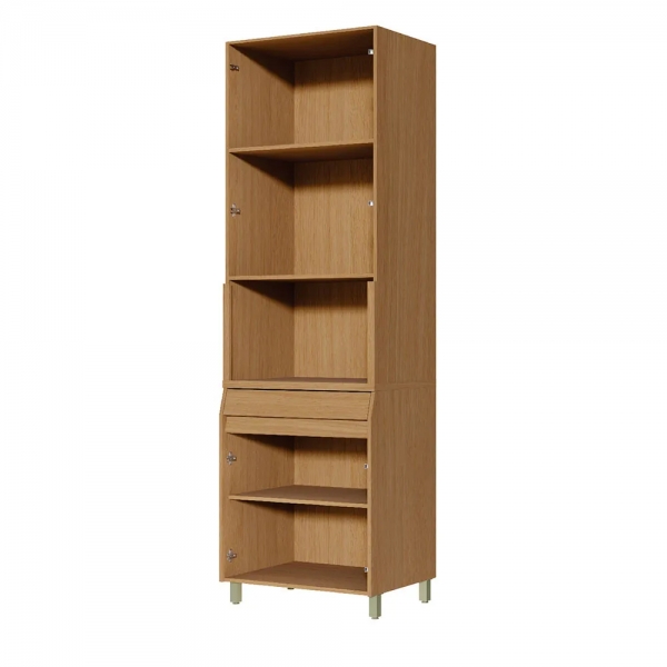 Paneleiro Simone Mendes 4 Portas Ripadas 1 Gaveta 70cm 100% MDF - Carvalho/Greige