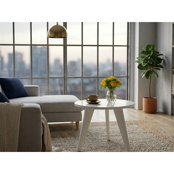 Mesa de Centro Ivy Redonda com Tampo em Espelho - Off White