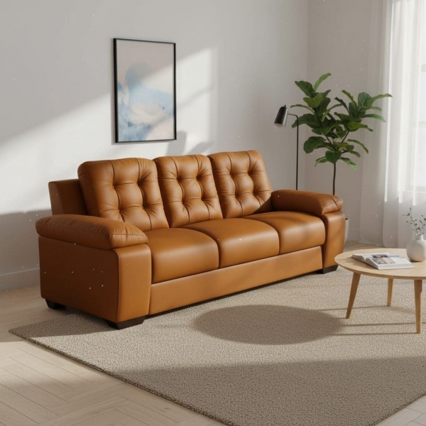 Sofá 3 Lugares Pitsburgo 2.07m Espuma D33 e Molas S - Terracota