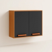 Armário Aéreo de Cozinha Júpiter 80cm 2 Portas - Cinamomo/Grafite