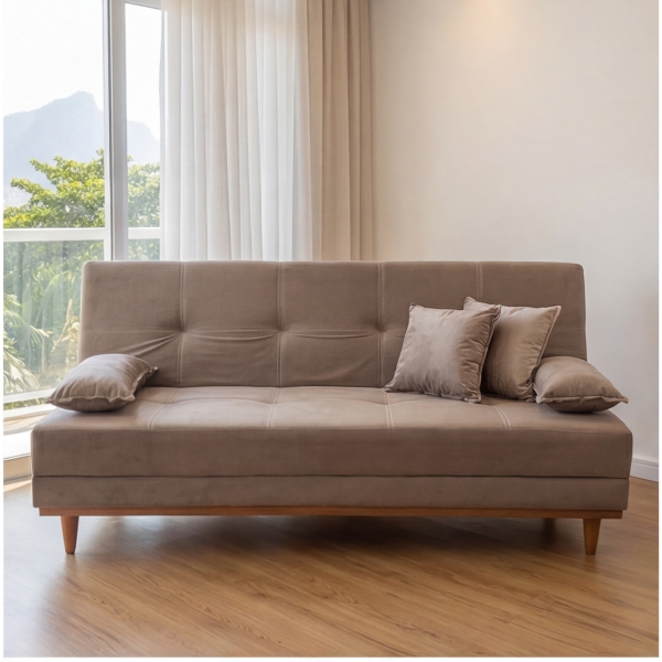 Sofá-Cama 3 Lugares Madrid Reclinável com Espuma D26 - Veludo