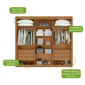 Guarda-Roupa Casal Moderni 6 Portas e 6 Gavetas 100% MDF - Amêndoa/Off White