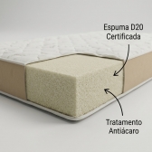 Colchão de Solteiro Espuma D20 Certificado - Bege