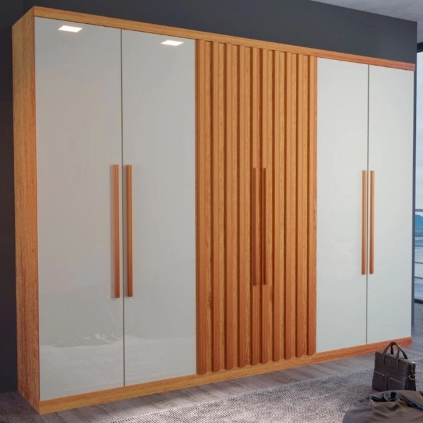 Guarda-Roupa Casal Citrino 6 Portas e 6 Gavetas - Naturale/Off White