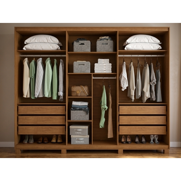 Guarda-Roupa 6 Portas Lumina LED Amêndoa C.Safira