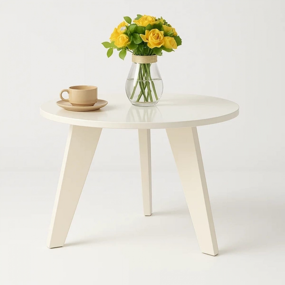 Mesa de Centro Ivy Redonda com Tampo em Espelho - Off White
