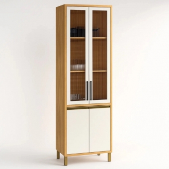 Cozinha Andira 3 Peças Cristaleira e Aéreos Amênd/Off White