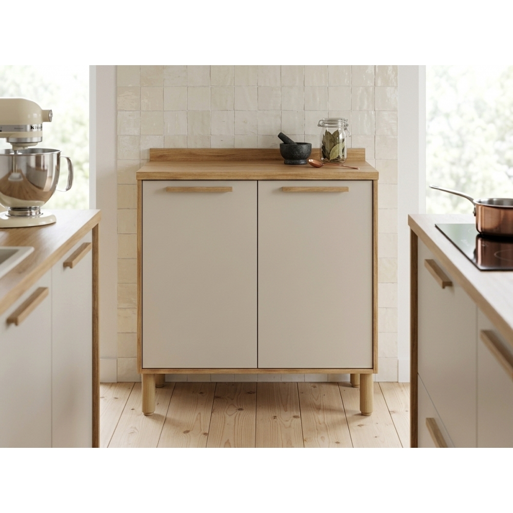 Balcão de Cozinha 2 Portas Vinhedo Amêndoa Off White