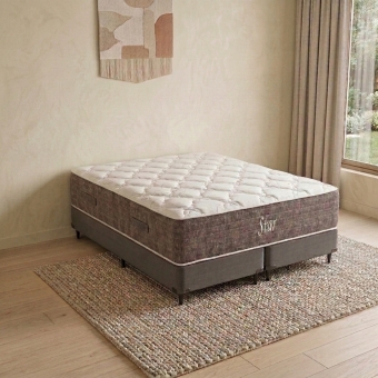 Conjunto Colchão Casal Vegas com Box Prime Palha