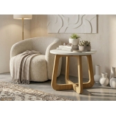 Mesa de Centro Babi Redonda - Off White/Carvalho