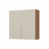 Armário Aéreo Simone Mendes 80cm Duas Portas Ripado MDF - Carvalho/Greige