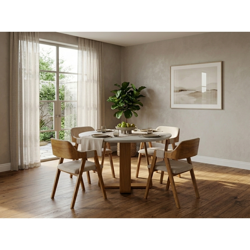 Conjunto Mesa de Jantar Topázio Redonda com 4 cadeiras