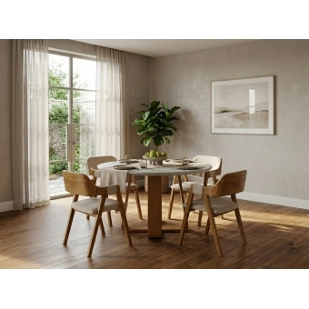 Conjunto Mesa de Jantar Topázio Redonda com 4 cadeiras