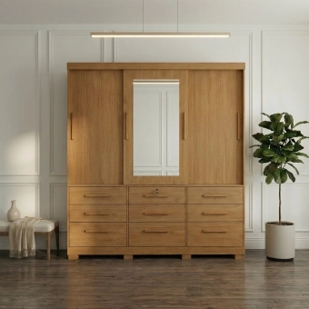 Guarda-Roupa Casal Athenas 3 Portas 9 Gavetas