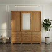 Guarda-Roupa Casal Athenas 3 Portas 9 Gavetas - Nature