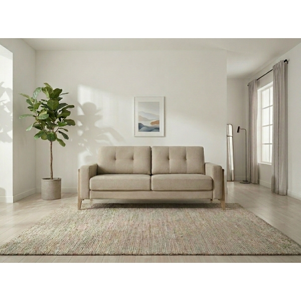 Conjunto Sofá 2 e 3 Lugares Vicenza Chenille Linho Veneza Imbuia