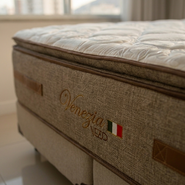 Conjunto Cama Box Queen Venezia 158x198 Palha