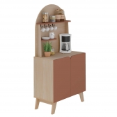 Cantinho do Café Califórnia com Painel Curvo Retrô - Naturale/Terracota