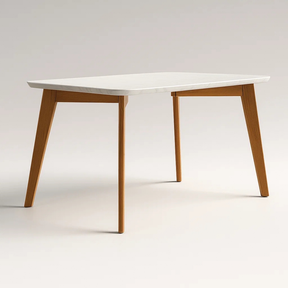 Mesa de Jantar 6 Lugares Medelin Retangular - Off White/Imbuia