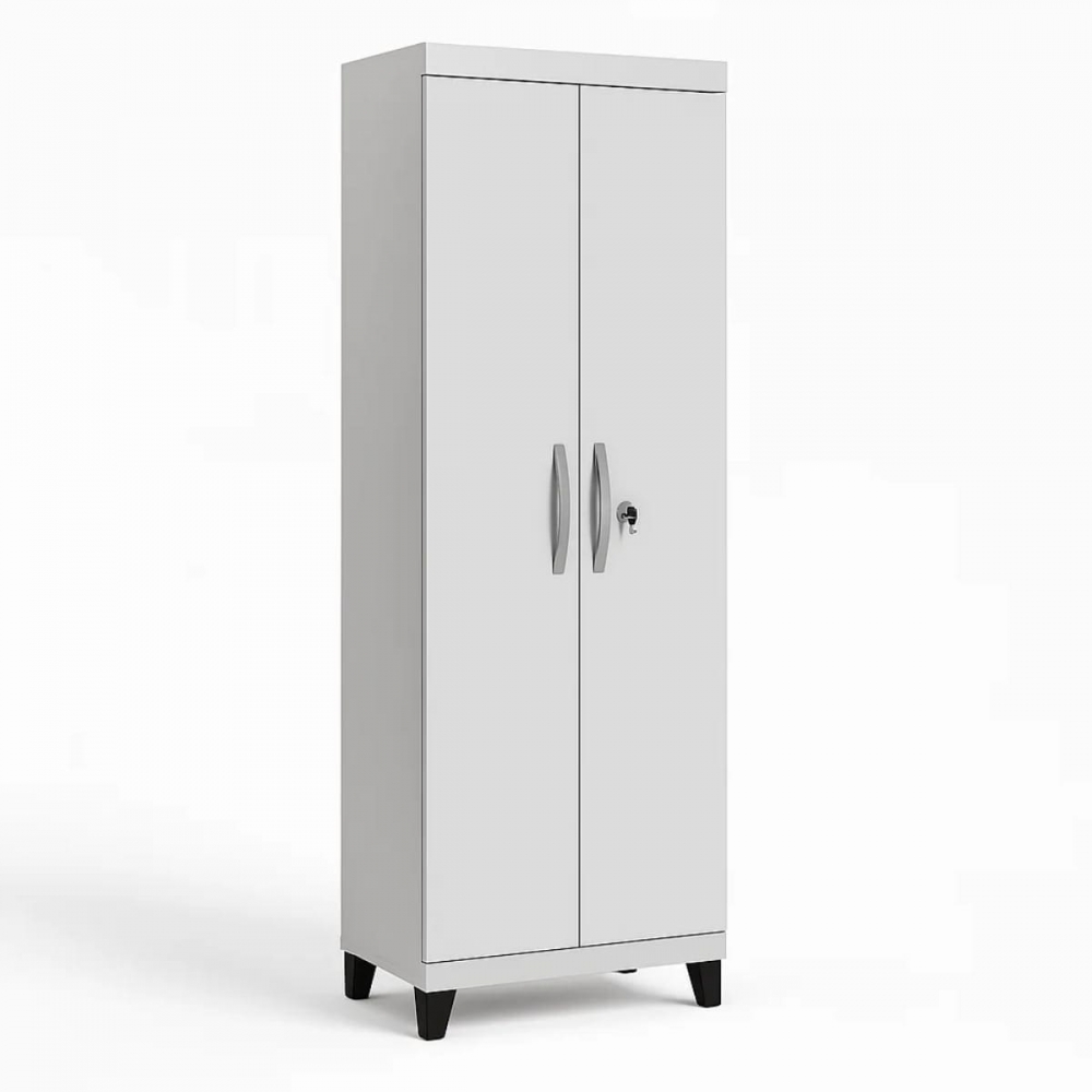 Armário Multiuso Asteca 2 Portas com Chave e 5 Prateleiras - Branco