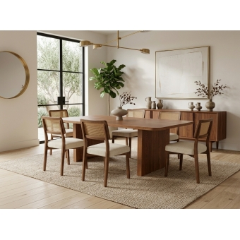 Conjunto Mesa Jantar Floresta 180x90 Nogal 6 Cad