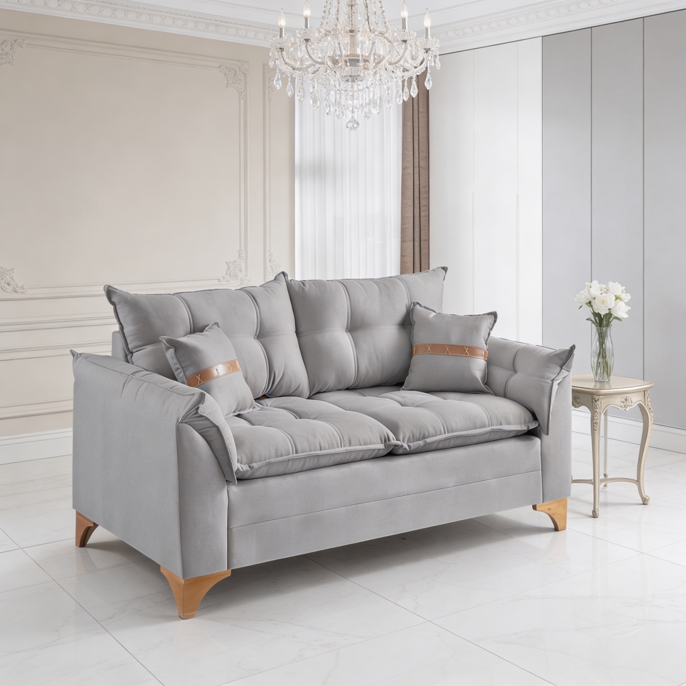 Sofá Living Firenze 2,00m Assento D28 Soft e Molas Espirais - Cinza