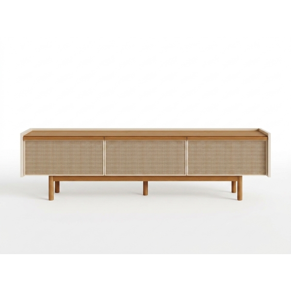 Rack para TV Vanda 1.80m Acabamento Premium - Off White/Nature