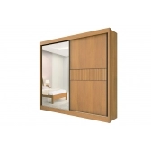 Guarda-Roupa Casal Fresno 2 Portas de Correr e 6 Gavetas - Cinamomo com Off White ou Cinamomo