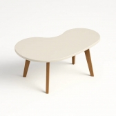 Mesa de Centro Orgânica em Formato de Feijão Retrô - Off White