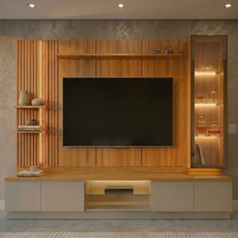 Conjunto Rack Painel Cristaleira Fosco Lumina