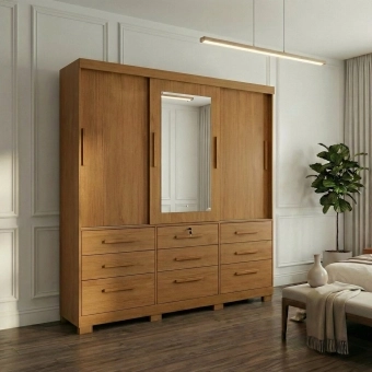 Guarda-Roupa Casal Athenas 3 Portas 9 Gavetas