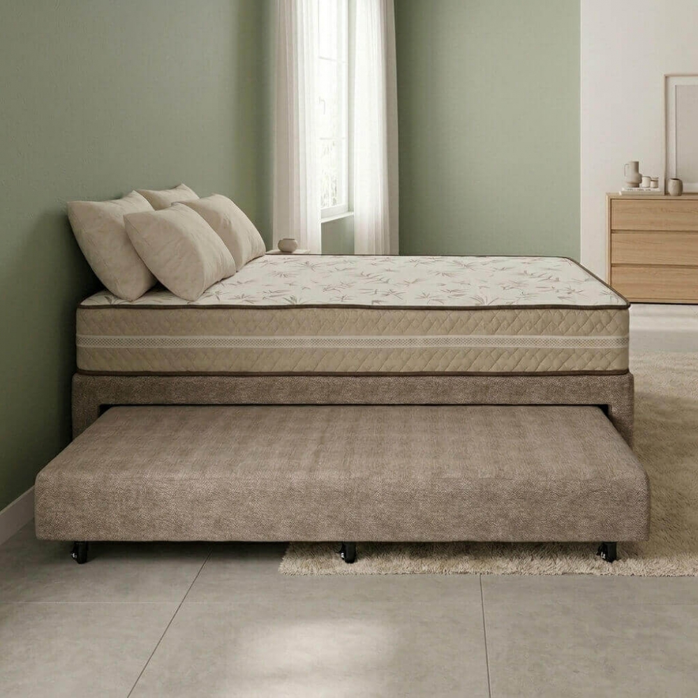 Conjunto Colchão Solteiro Napoli com Bibox Studio Palha