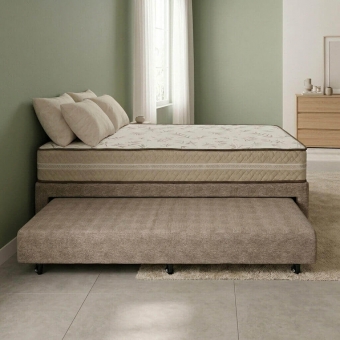 Conjunto Colchão Solteiro Napoli com Bibox Studio Palha