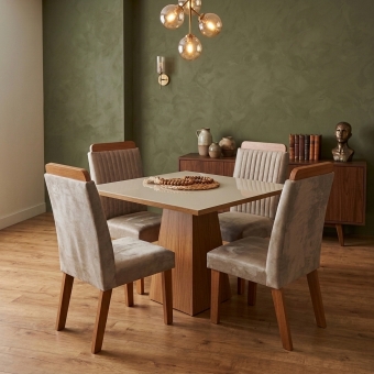 Mesa de jantar com 4 Cadeiras Diamante 100% MDF