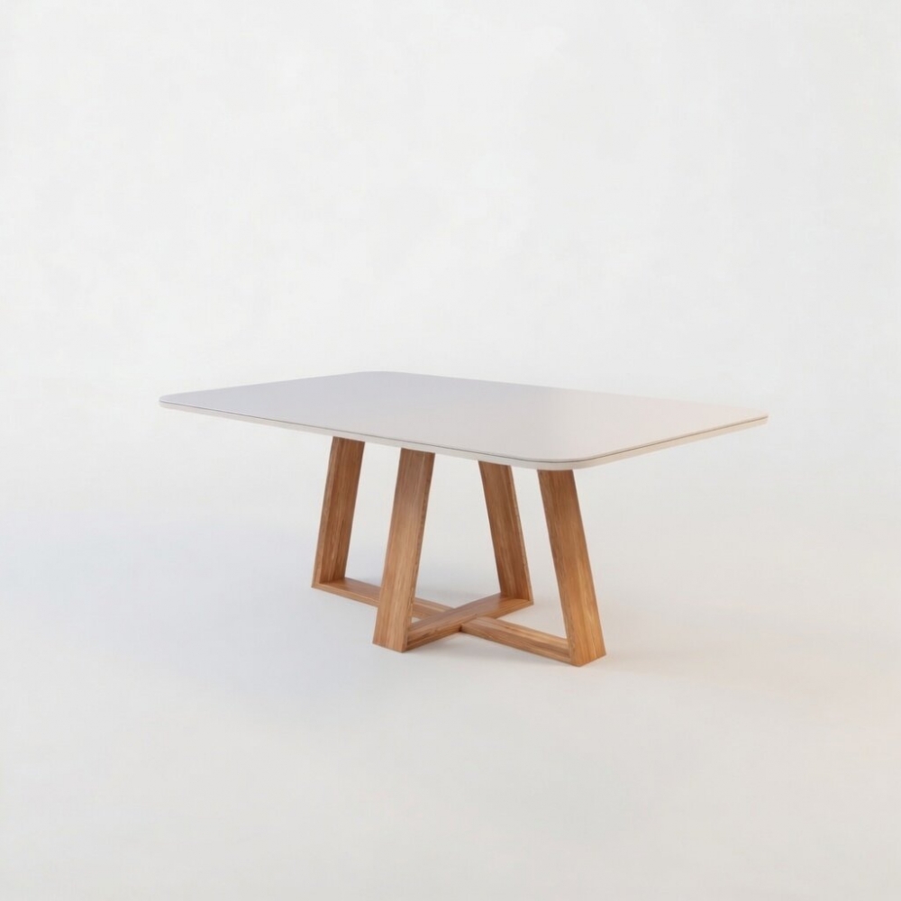 Mesa de Jantar 6 Lugares 100% MDF Slim - Off White/Nogal