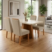 Conjunto Mesa Porto 120x80 Off White 4 Cad
