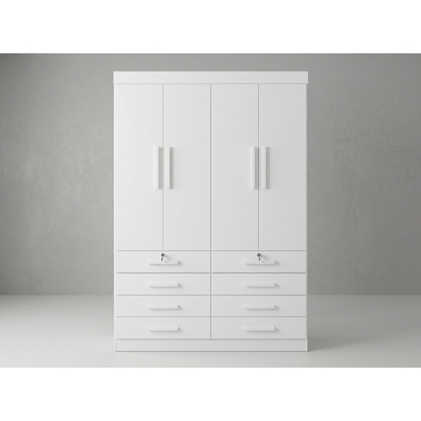 Guarda-Roupa Casal Austin 4 Portas e 8 Gavetas - Branco