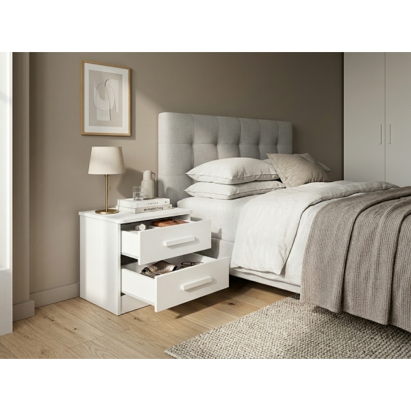 Mesa de Cabeceira New Athos 2 Gavetas - Branco