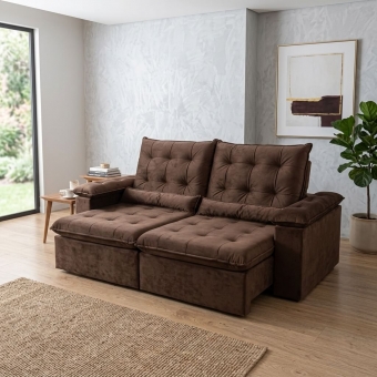 Sofá Retrátil e Reclinável Grécia com Pillow Top