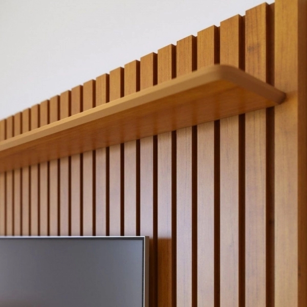 Painel Ripado Trevo com prateleira com led Trevo - Nature