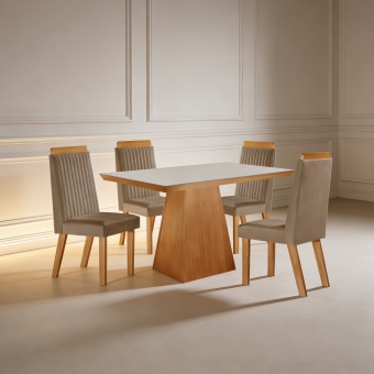 Mesa de jantar com 4 Cadeiras Diamante 100% MDF