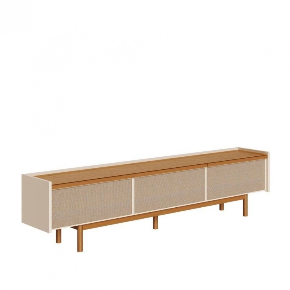 Rack para TV Vanda 2.20m Acabamento Premium - Off White/Nature