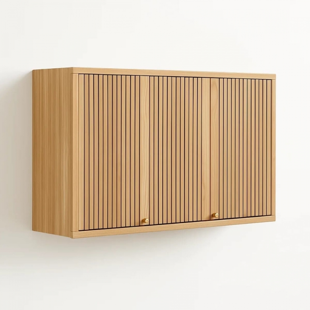 Armário Aéreo de Cozinha Pandora 1.20m com Portas Caneladas - Amêndoa