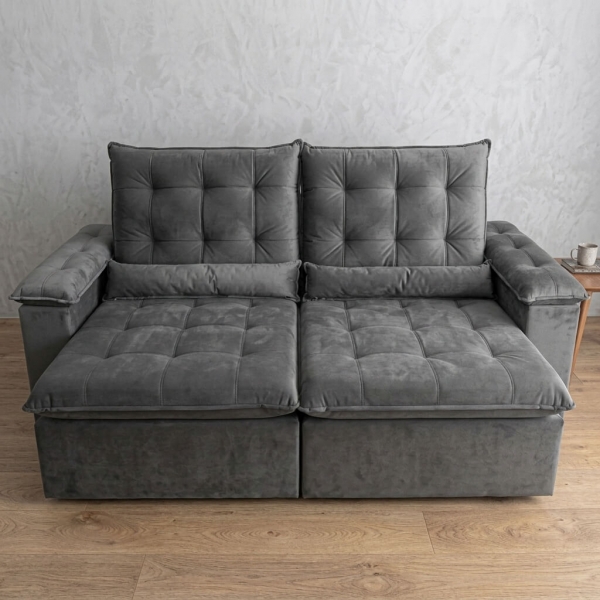 Sofá Retrátil e Reclinável Grécia com Pillow Top - Cinza