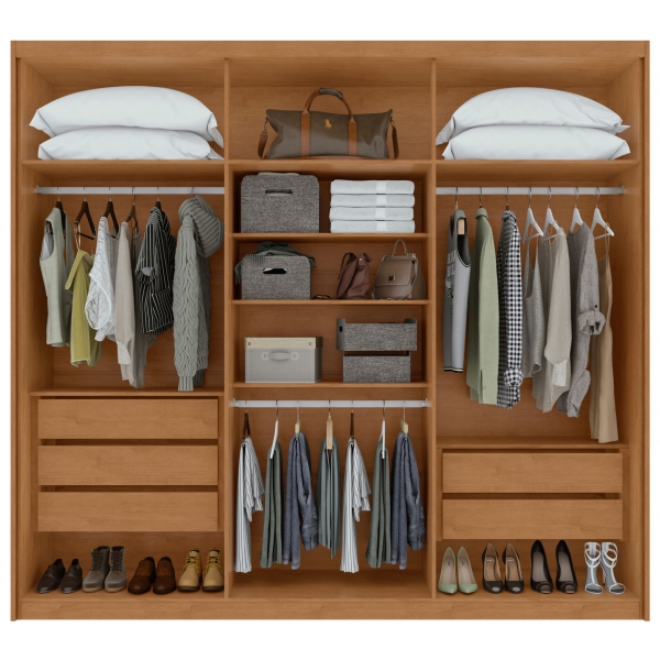 Guarda-Roupa Casal Sollo 6 Portas e 5 Gavetas - Amêndoa/Off White