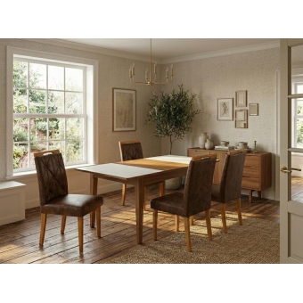 Conjunto Mesa de Jantar Extensível Gênova  com 4 Cadeiras