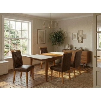 Conjunto Mesa de Jantar Extensível Gênova  com 4 Cadeiras