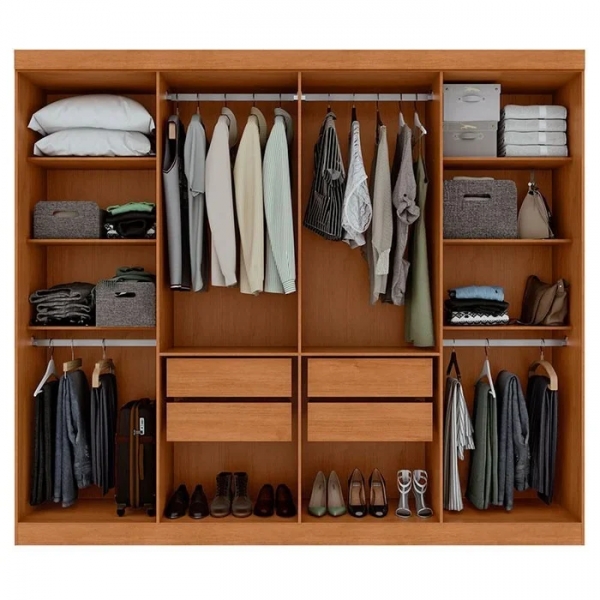 Guarda-Roupa Casal Bravo Easy Slim 8 Portas e 4 Gavetas - Amêndoa