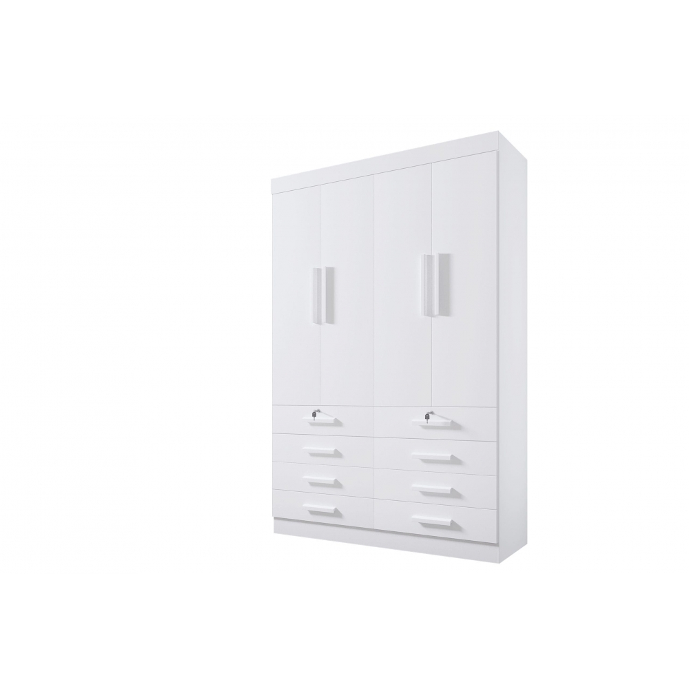 Guarda-Roupa Casal Austin 4 Portas e 8 Gavetas - Branco