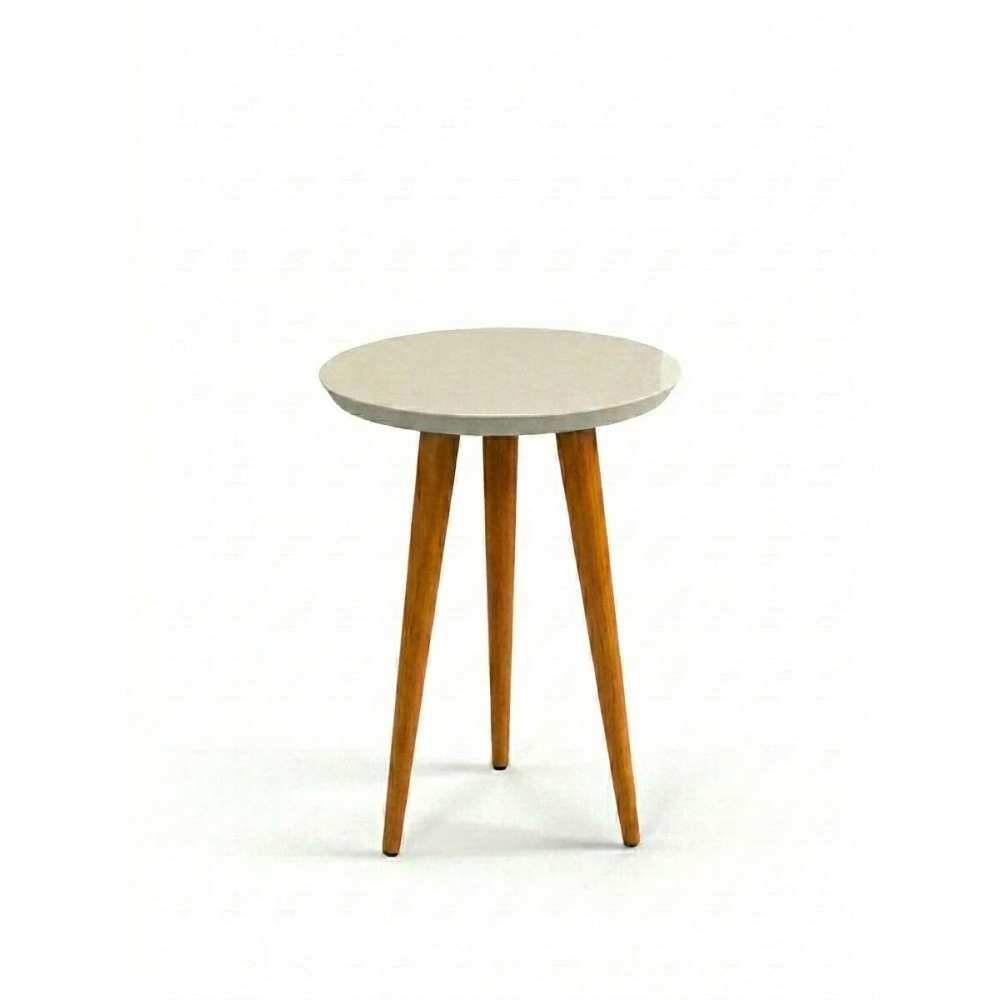Mesa Lateral Yara 0.44m Off White com Pés Palito